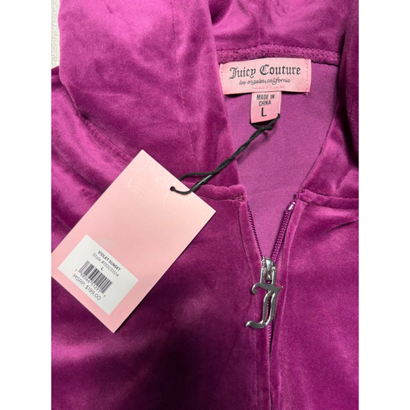 NWT Bling Juicy Couture Violet Sunset Purple Velour Tracksuit Size Large Glam - Picture 5 of 12